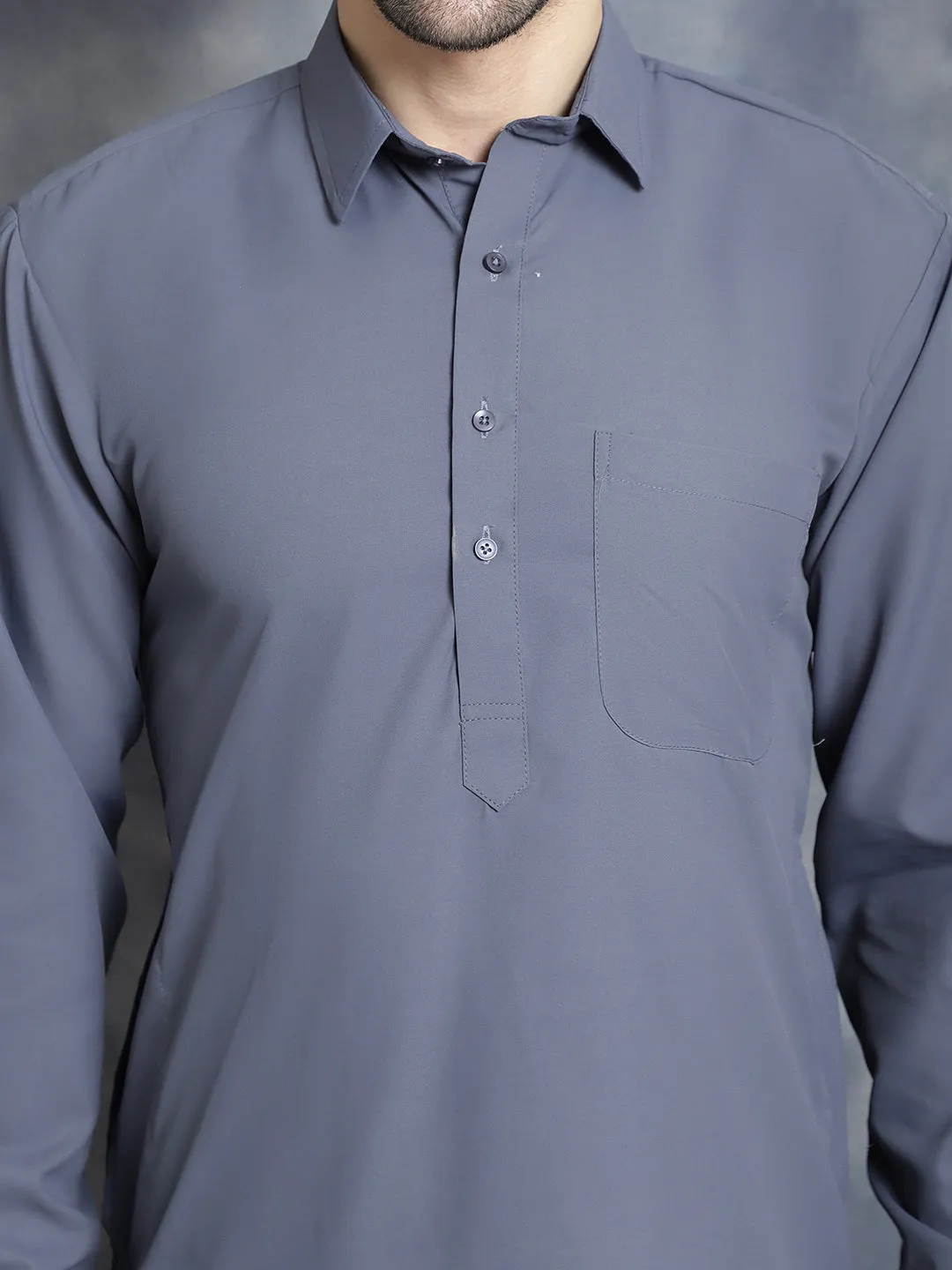 Men'S Solid Pathani Kurta With Salwar