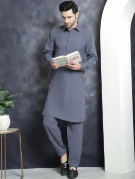 Men'S Solid Pathani Kurta With Salwar