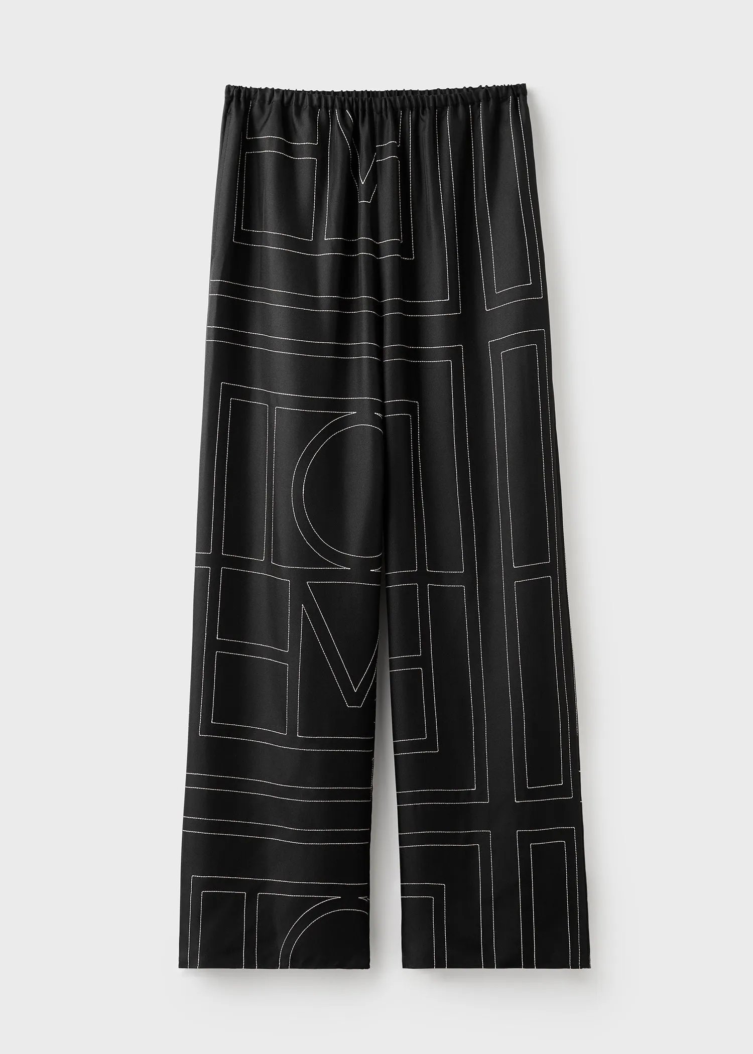 Monogram silk pj bottoms black