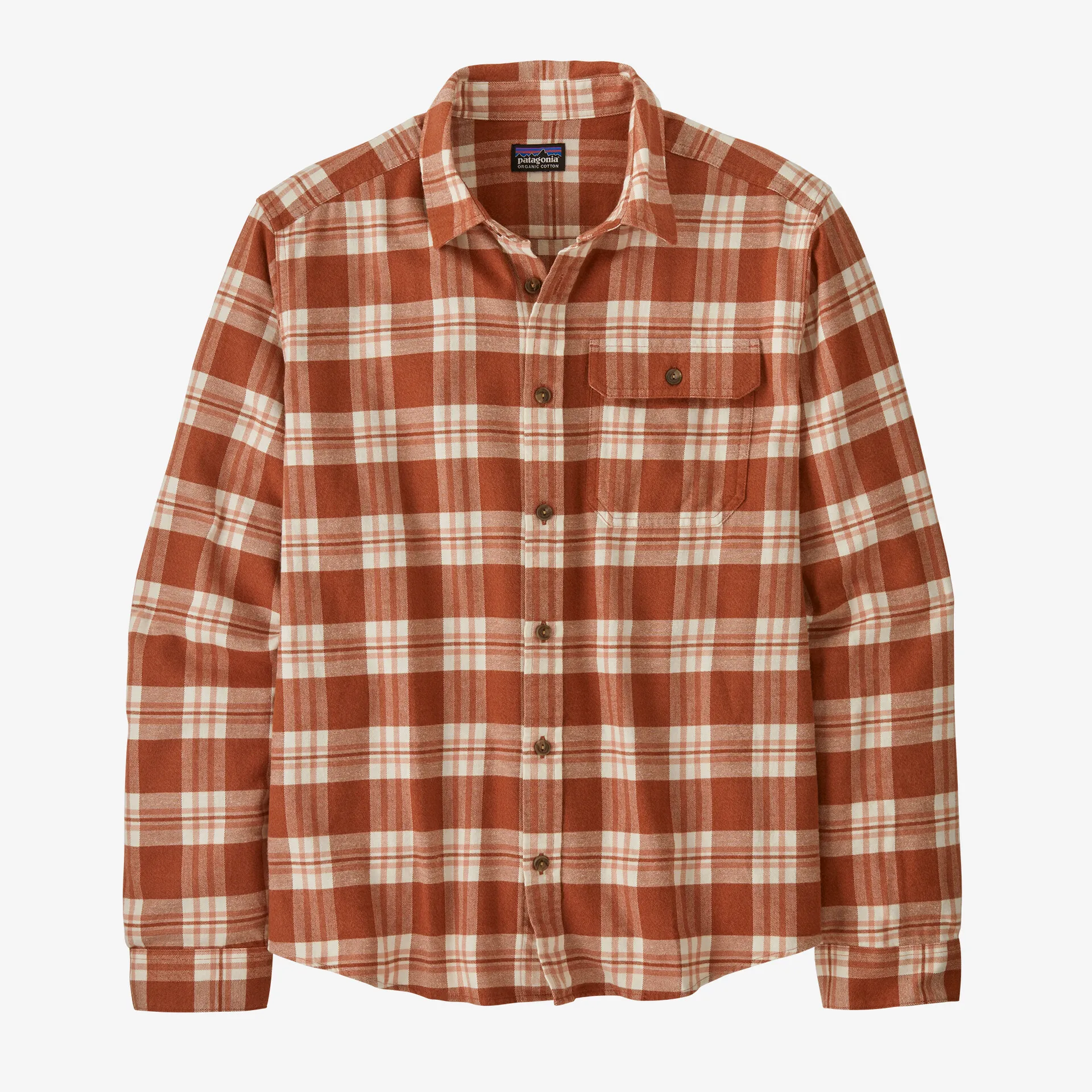 Patagonia Men's LS Lightweight Fjord Flannel Shirt/Base Camp: Burnished Red