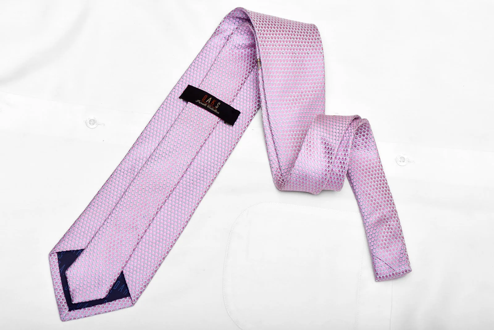 Pinkish Geometric On Mauve Rhinestone Silk Tie With Blue Sparkles