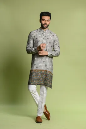 Pista Linen Kurta Top in Digital Print