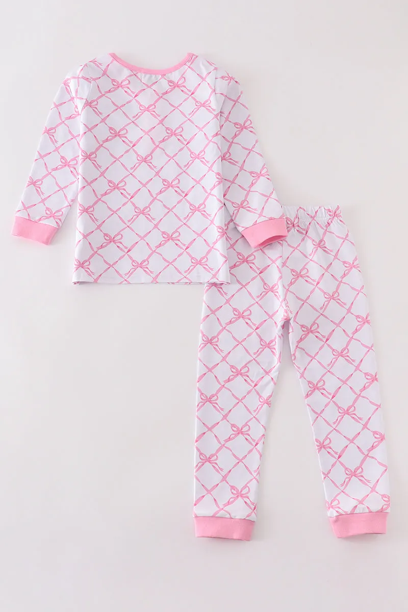 Premium Pink bow tie girl pajama set