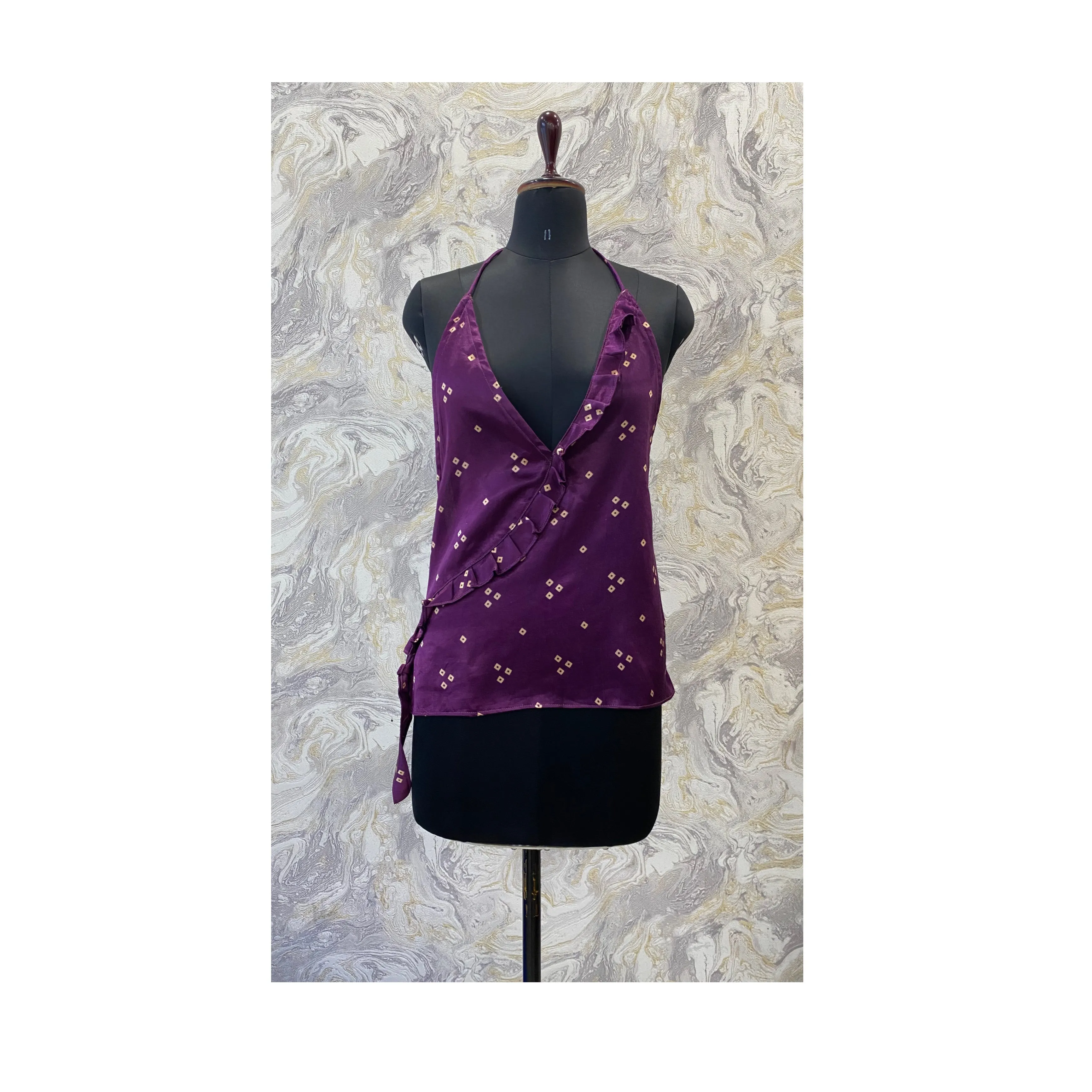 Purple bandhani silk top