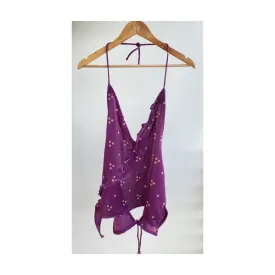 Purple bandhani silk top