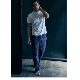 Saturn Pajama Pant in Burgundy and Blue Check Italian Cotton