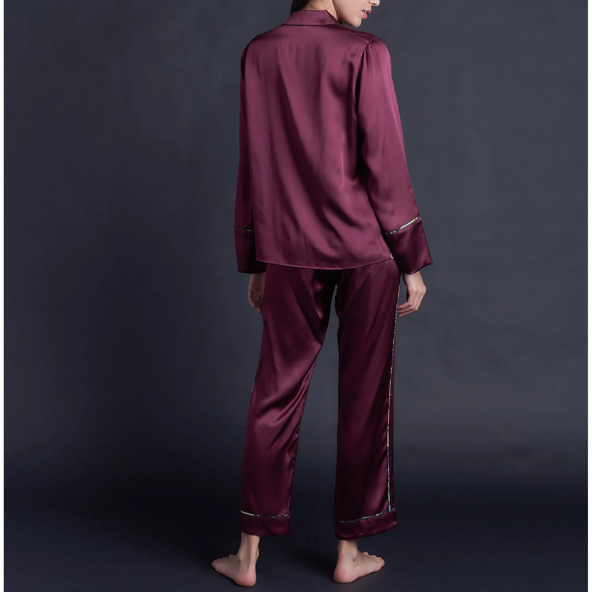 Serena Pajama Pant in Garnet Silk Charmeuse