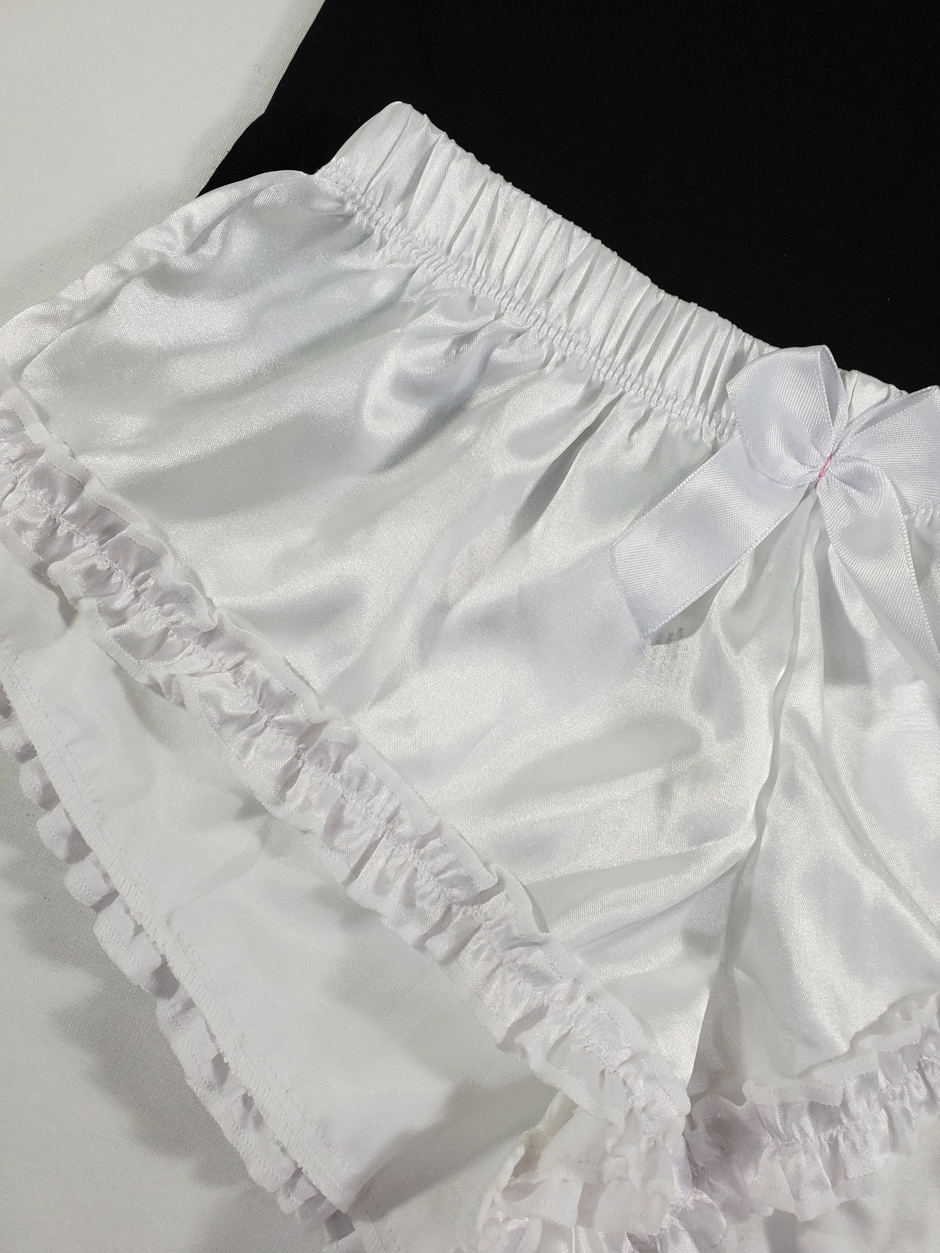 Sexy Women's pajama white satin shorts black blouse