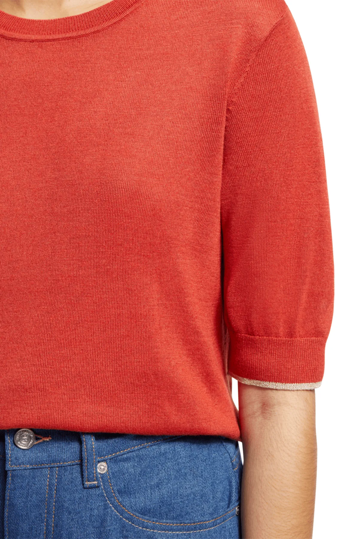 SHORT SLEEVED CREW NECK PULLOVER RUSTIC CORAL