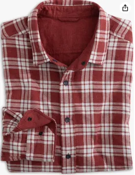 Southern Tide Plaid Flannel Reversible Shirt Red