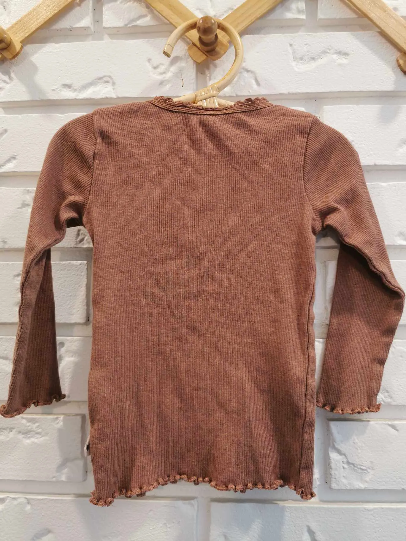 Wheat Organic Cotton Ribbed Tee in Rose Dust (12m)