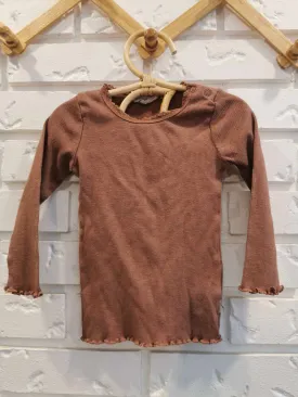 Wheat Organic Cotton Ribbed Tee in Rose Dust (12m)