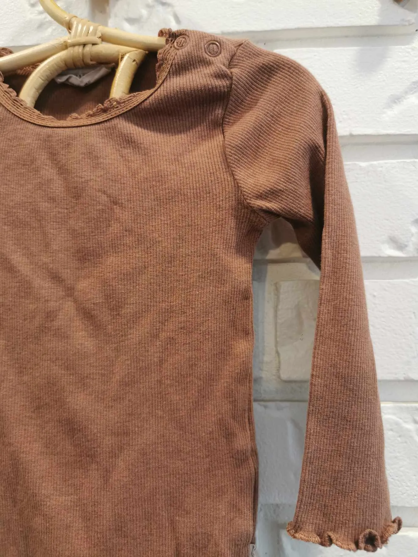 Wheat Organic Cotton Ribbed Tee in Rose Dust (12m)