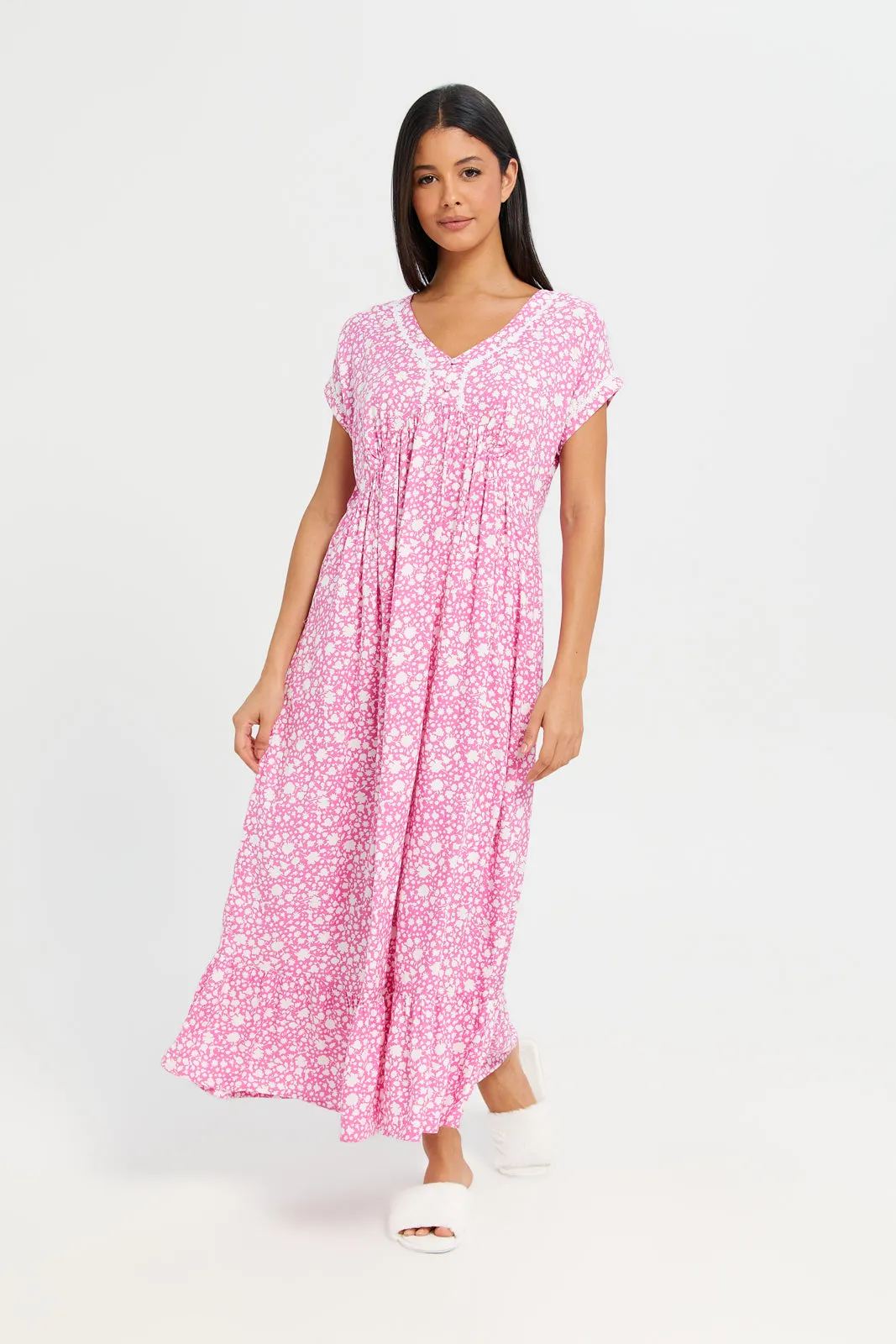 Women Assorted Short Sleeve Printed Nightgown