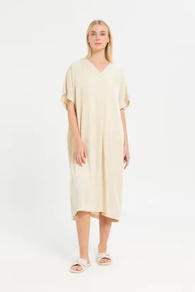 Women Beige Kaftan Nightgown