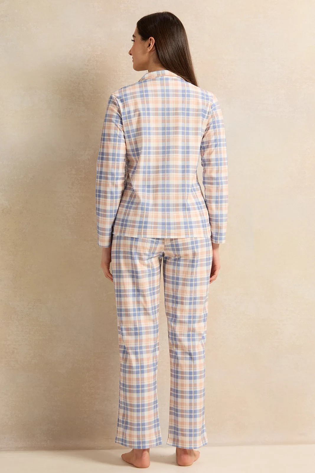 Women Multicolour Flannel Checkered Pajama Set (2 Piece)