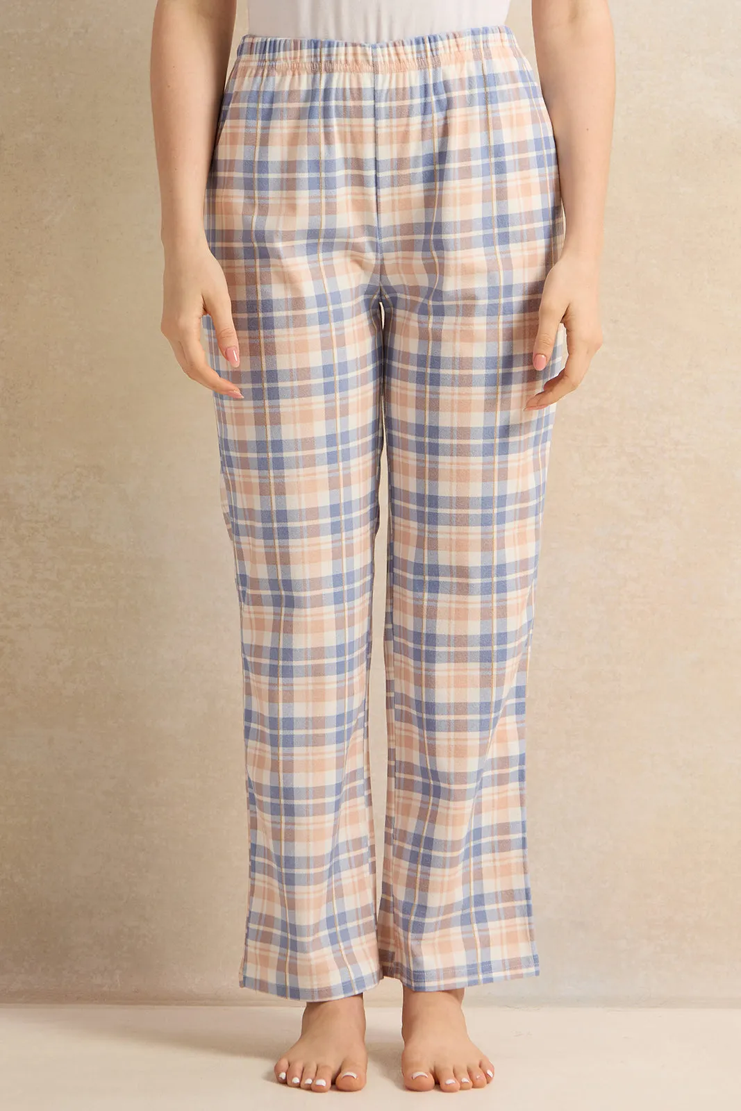 Women Multicolour Flannel Checkered Pajama Set (2 Piece)