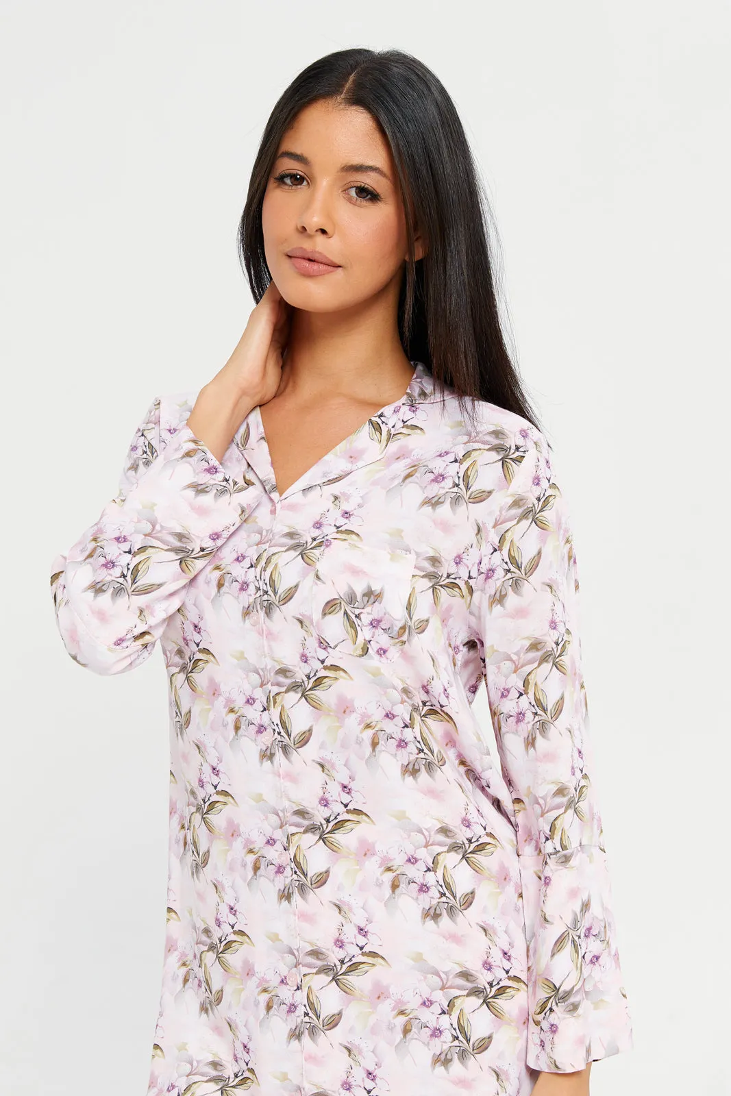 Women Pink Pink Classic Nightshirt