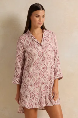 Women Purple Paisley Tunic Nightshirt