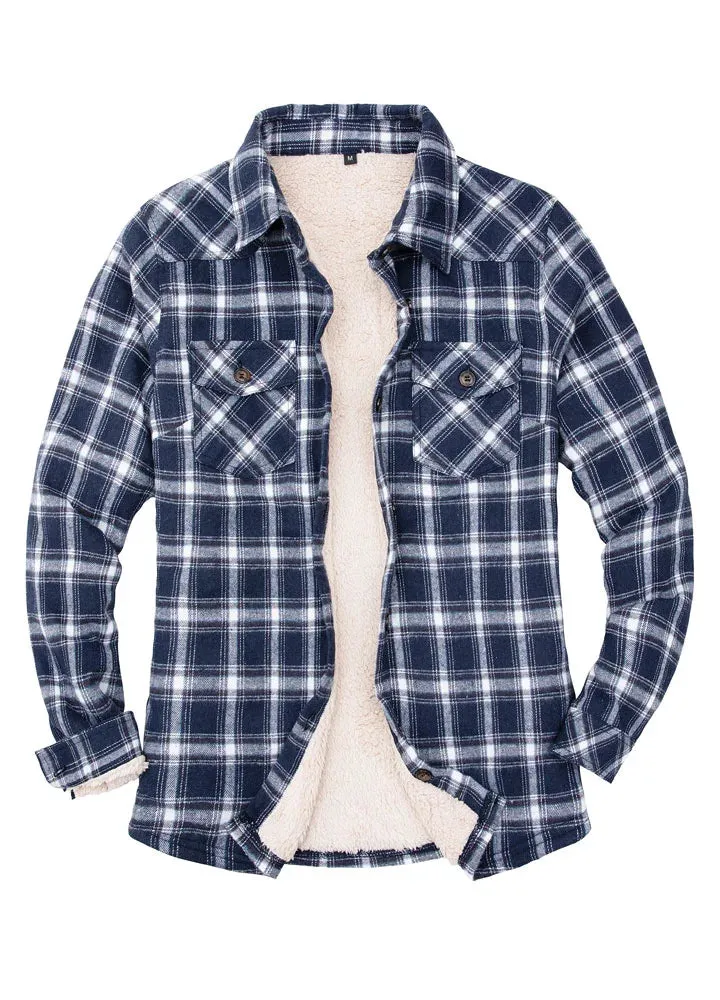 Women's Flannel Shirt Jacket,Sherpa-Lined Plaid