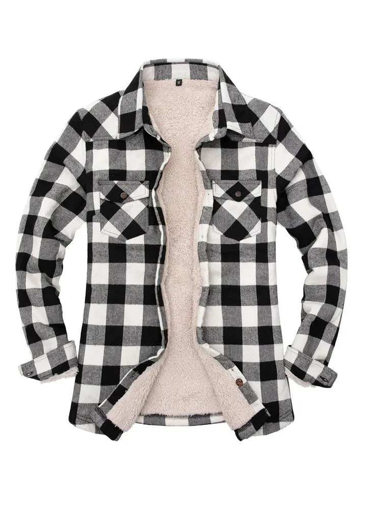 Women's Flannel Shirt Jacket,Sherpa-Lined Plaid