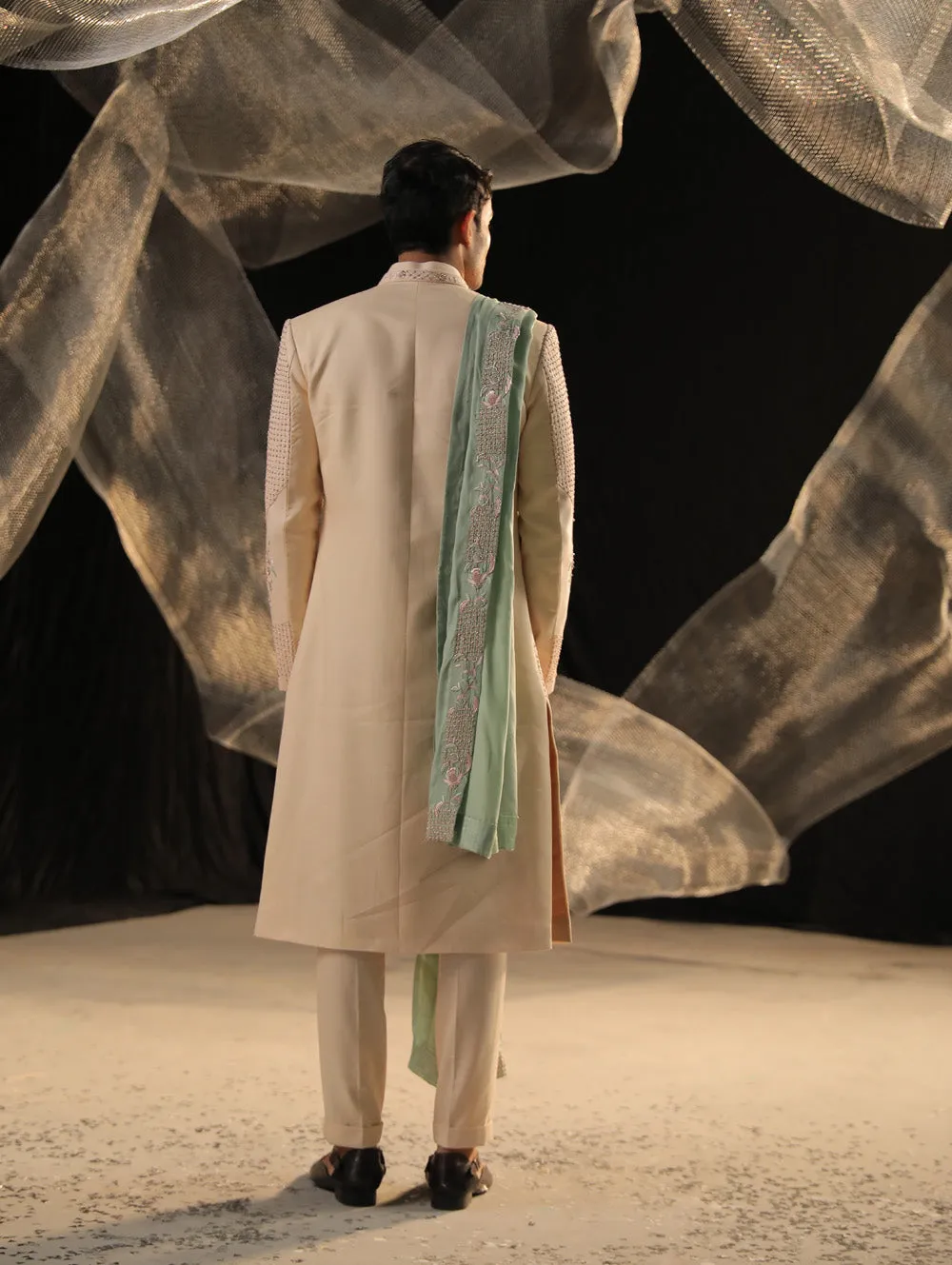 Zardozi Work Sherwani With Hand Embroidered Work